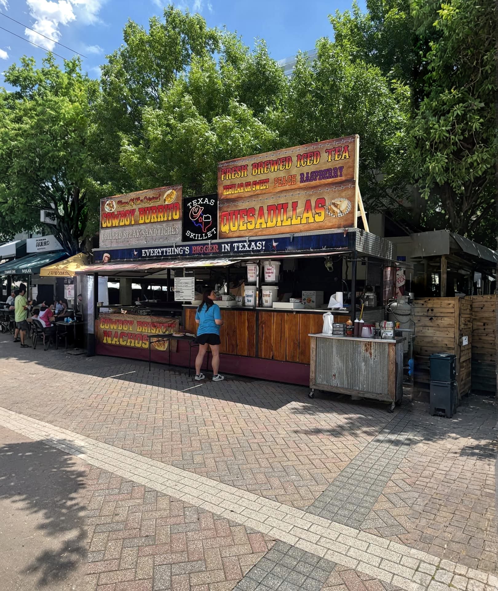 The Texas Skillet booth set up and serving at an event